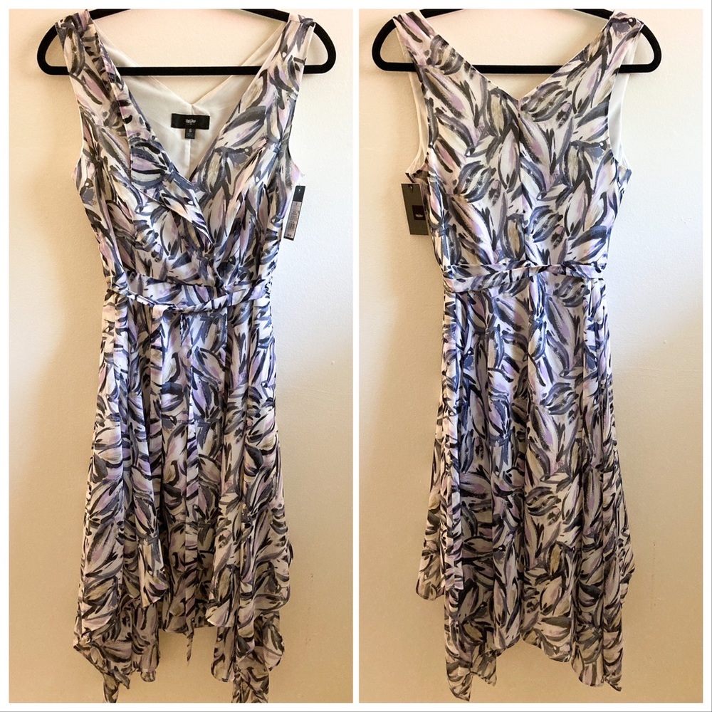 Mossimo Spring Dress Flirty Purple Print Layered Wrap Dress Size Small NWT